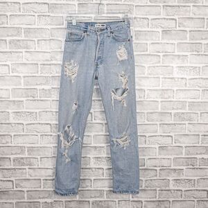 RE/DONE x Levi's Women's High Rise Ankle Crop Denim Jeans Distroyed ripped Sz 23
